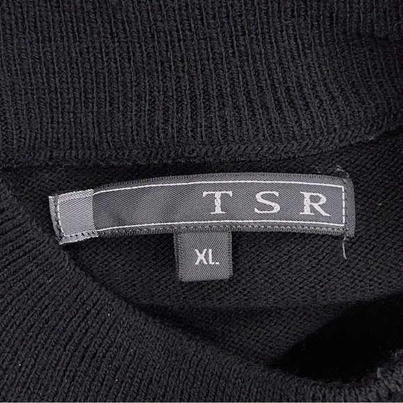 XL VINTAGE TSR MENS BLACK SWEATER LONG SLEEVE HIGH NECK KNIT ACADEMIA STRETCH - Picture 7 of 13